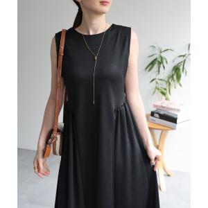 ワンピース 「前後2WAY」 ポンチ サイドギャザーワンピース