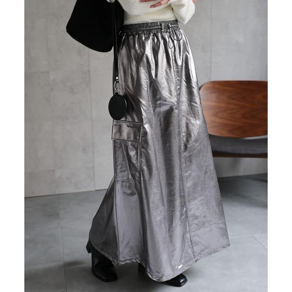 スカート メタリックカーゴスカート