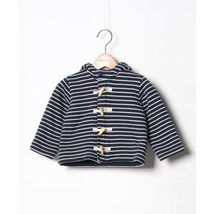 「PETIT BATEAU」 「KIDS」ボーダー柄ダッフルコート - ネイビー キッズ｜zozo