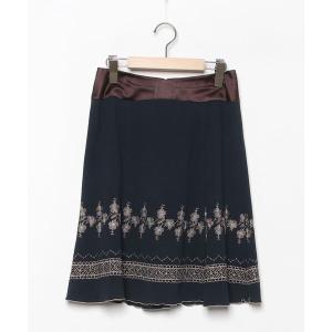 「nanette lepore」 花柄フレアスカート 4 ネイビー レディース