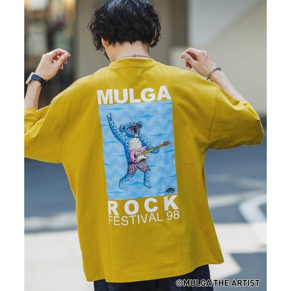 「MULGA」 半袖Tシャツ「RAGEBLUEコラボ」 LARGE イエロー メンズ