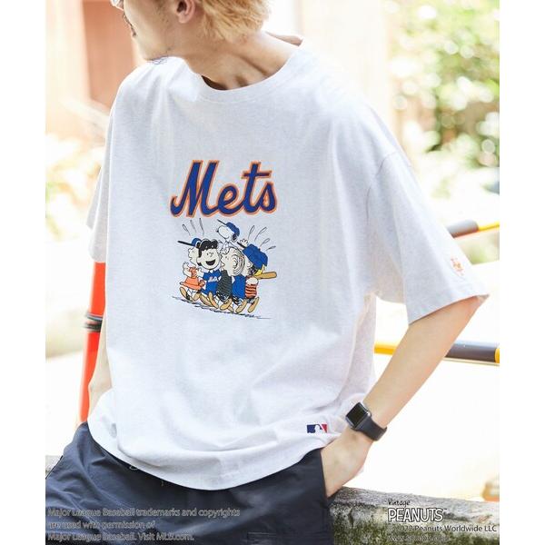 「FREAK&apos;S STORE」 半袖Tシャツ「MLB×PEANUTSコラボ」 LARGE アッシュグ...