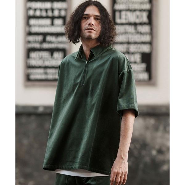 シャツ mhs2128- ストレッチコーデュロイハーフジップシャツ メンズ