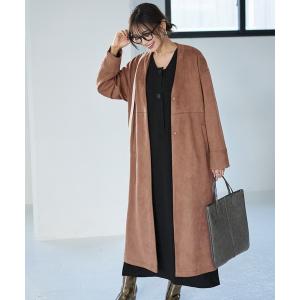 JOURNAL STANDARD L'ESSAGE ノーカラーロングジャケット ヴィスポリギャバノーカラージャケット（ノーカラージャケット