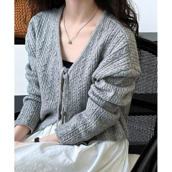 ニット セーター くるみボタン ケーブル ニット ショート カーディガン レディース
