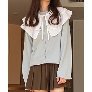 tシャツ フリル襟付きラメメロートップス レディースの商品画像