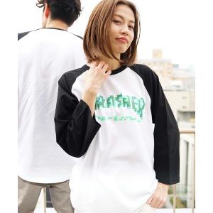 メンズ 「THRASHER」 7分袖Tシャツ LARGE ホワイト×グリーン｜zozo