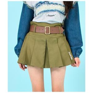 スカート ベルト付ローライズ風プリーツスカート キッズ 子供服 女の子
