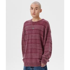 セーター ニット 「mahagrid/マハグリッド」WASHED STRIPE KNIT/ボーダーニット メンズ レディース
