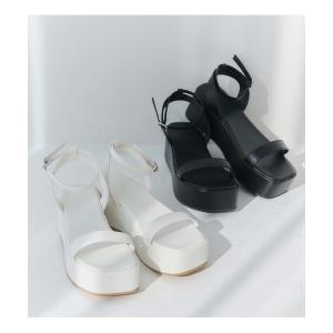 サンダル スクエアプラットフォームサンダル レディース