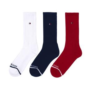 靴下 レディース TOMMY HILFIGER/トミーヒルフィガー ブランド ロゴ 抗菌防臭 足底パイル 靴下 クルーソックス 3足セット 23cm｜zozo