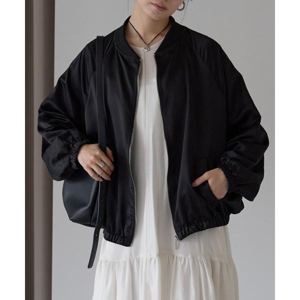 ブルゾン アウター サテンライクオーバーサイズブルゾン レディース