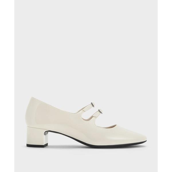 パンプス ダブル クリスタルバックルメリージェーンパンプス