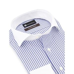 メンズ 「形態安定」長袖ワイシャツ「クラシコ」クレリック　ストライプ　ブルー｜ZOZOTOWN Yahoo!店
