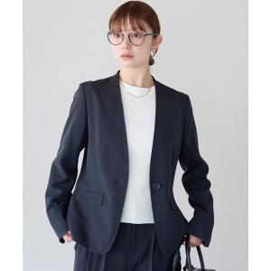 セレモニースーツ セットアップ 「洗える」2点テーパードパンツスーツセット(ノーカラージャケット+テーパードパンツ)「RIRIYANO」 レディース