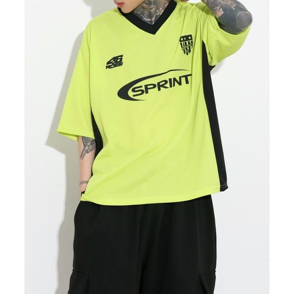 tシャツ 「UNISEX」「ストリートスタイル」メッシュ配色レタリンググラフィックワイドプリント半袖...