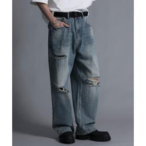 パンツ デニム ジーンズ メンズ 「aimoha neo」 DISTRESSED BAGGY JEANSの商品画像