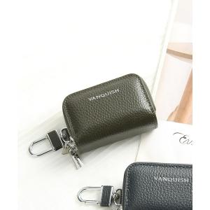 キーケース 「VANQUISH/ヴァンキッシュ　本革スマートキーケース 車 ダブルファスナー ダブル ポケット キーチェーン ファスナー カラビナ ギ