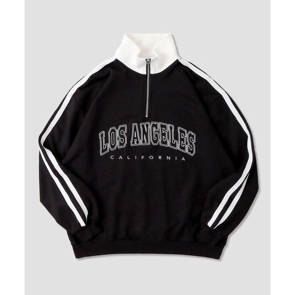 トレーナー スウェット 裏毛 配色 ハーフジップ スウェット メンズ レディース