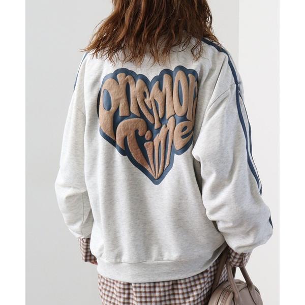 トレーナー スウェット 裏毛 配色 バックプリント ハーフジップ スウェット メンズ レディース