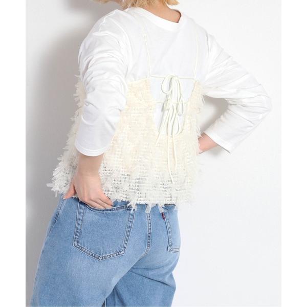 キャミソール バックリボン チュールフリンジアウトキャミ