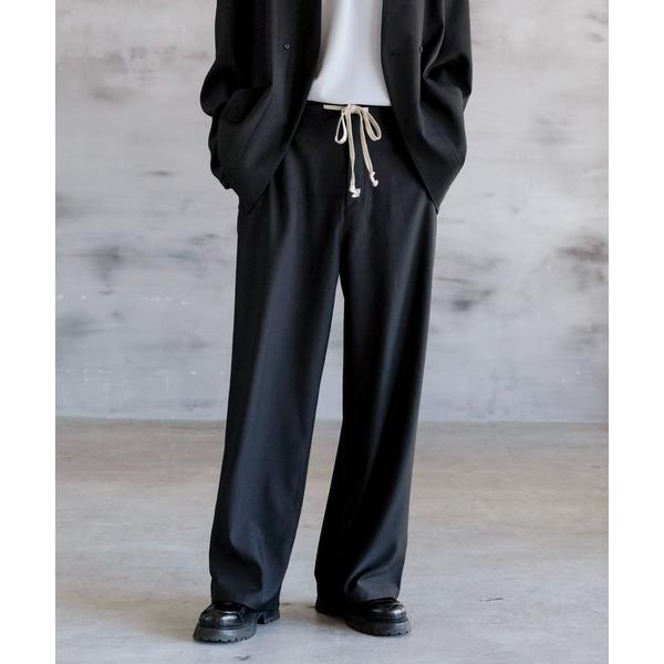 スラックス ポリツイルワイドストレートスラックス メンズ