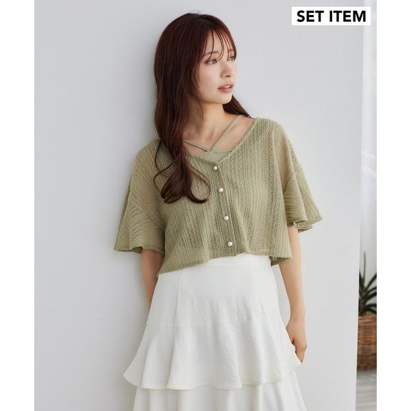 カーディガン 「追加1」ラッセルレースアンサンブルSS　104216 レディース