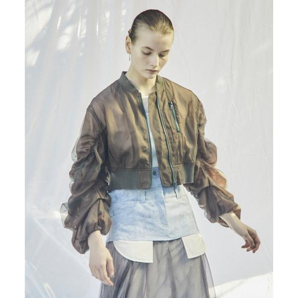 ブルゾン アウター チュールギャザーブルゾン レディース