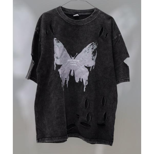 tシャツ タイガー スカル 髑髏 プリントダメージ加工 y2k 韓国 ストリート 古着風 ピグメント...