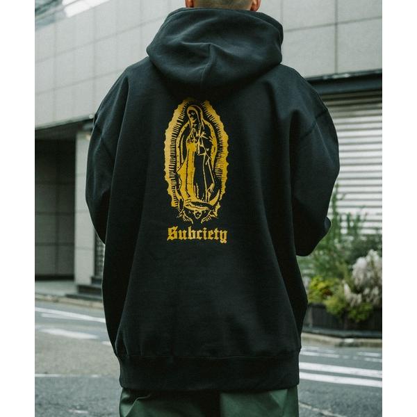 「Subciety」 プルオーバーパーカー MEDIUM ブラック×ゴールド メンズ