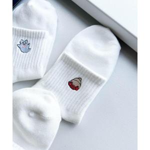 靴下 レディース WEGO/シーアニマル刺繍アンクルソックスの商品画像