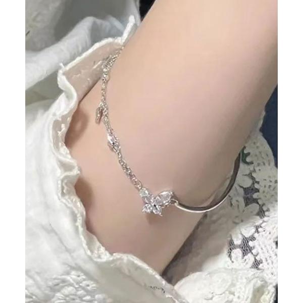 ブレスレット 「float」バタフライ チャーム シルバー ブレスレット レディース