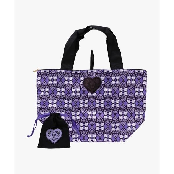 エコバッグ ハート＆ローズ 巾着付きエコバッグ