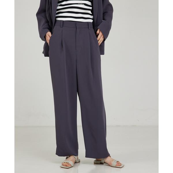 スラックス パンツ 「セットアップ対応」マットサテンストレートパンツ レディース