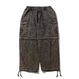 ジーンズ 「STARTER /スターター」 ケミカルオーバーダイ加工ワイドデニムパンツ メンズ レディース