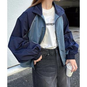 ブルゾン アウター バイカラー長袖ブルゾンジャケ...の商品画像
