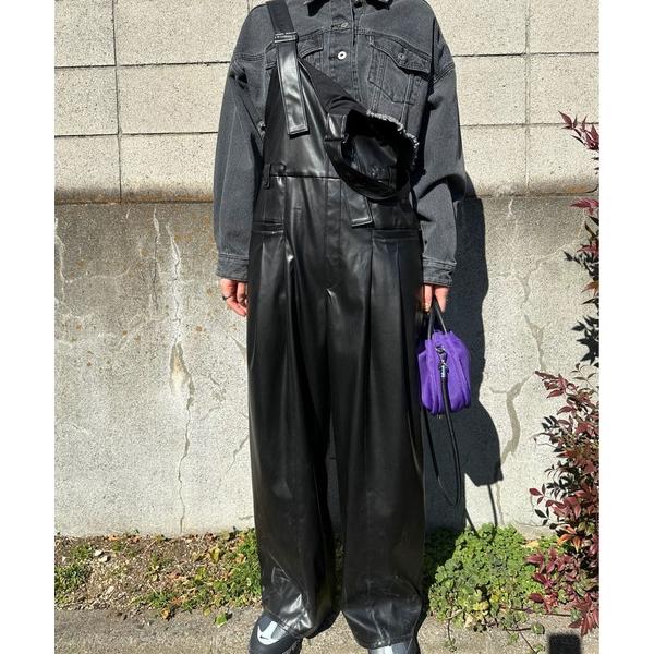 サロペット オーバーオール LIKE WORKER SYNTHETIC LEATHER PANTS ...