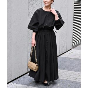 ワンピース ボリュームスリーブタックギャザーワンピース