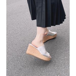 サンダル 厚底コルクウエッジヒールサボ レディース