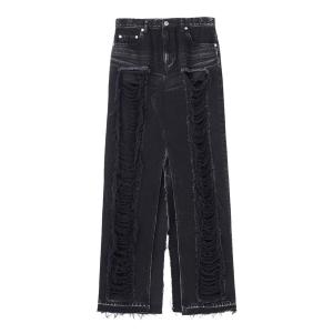 スカート デニム レディース WASHED DENIM RIPPED LONG SKIRT｜zozo