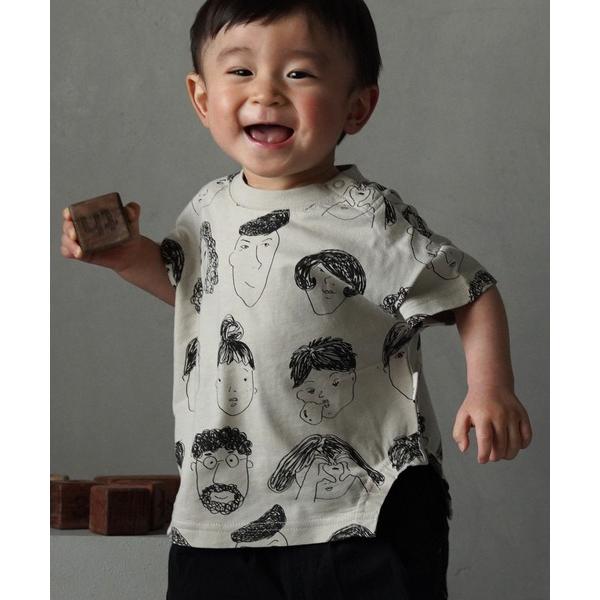 tシャツ いろんな顔総柄半袖Tシャツ80〜140cm キッズ 子供服 男の子 女の子