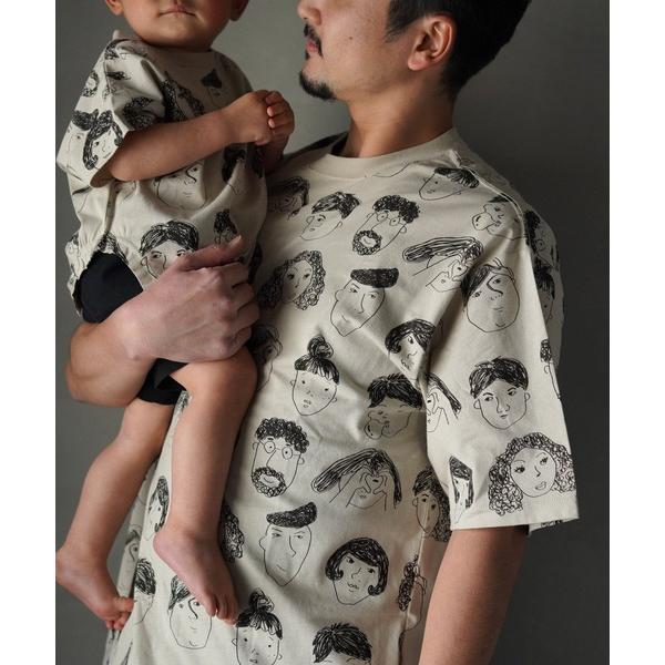 tシャツ いろんな顔総柄半袖Tシャツパパサイズ メンズ