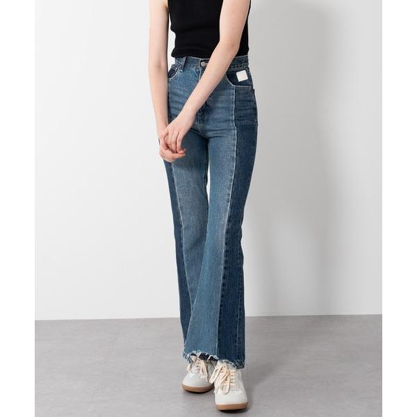 ジーンズ デニム デニムパンツ 「ELOOPS」切り替えフレアデニムパンツ レディース メンズ