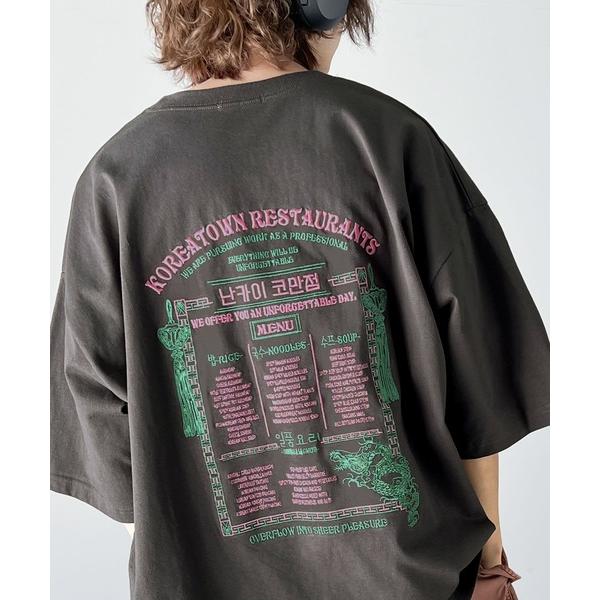 tシャツ 「Javaジャバコラボ」韓国レシピ刺繍で気分上々。綿100％ビッグシルエットTシャツ メン...