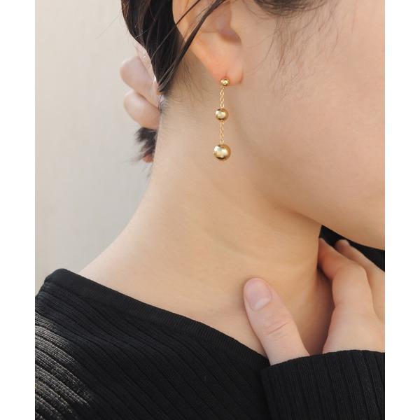 ピアス 金属アレルギー対応「ieLS」ステンレス　３連ボールチェーンピアス メンズ レディース