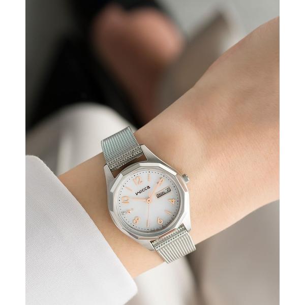 腕時計 wicca ウィッカ ソーラーテック デイ＆デイトモデル シルバー レディース