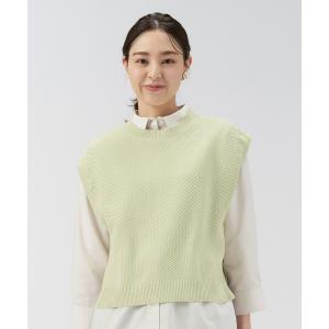 ベスト ジレ クルーネックニットベスト レディース