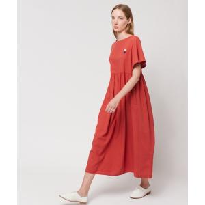 ワンピース レディース Linen blend short sleeve loose dress