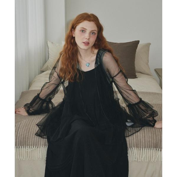 ブラウス シャツ tulle frill blouse/チュールフリルブラウス レディース