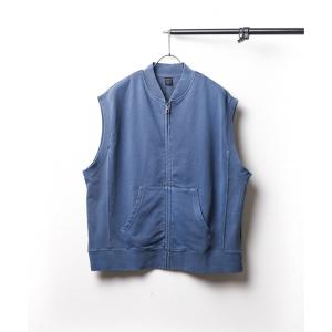 ベスト ジレ /ピグメント加工裏毛スウェットZIPベスト メンズ レディース